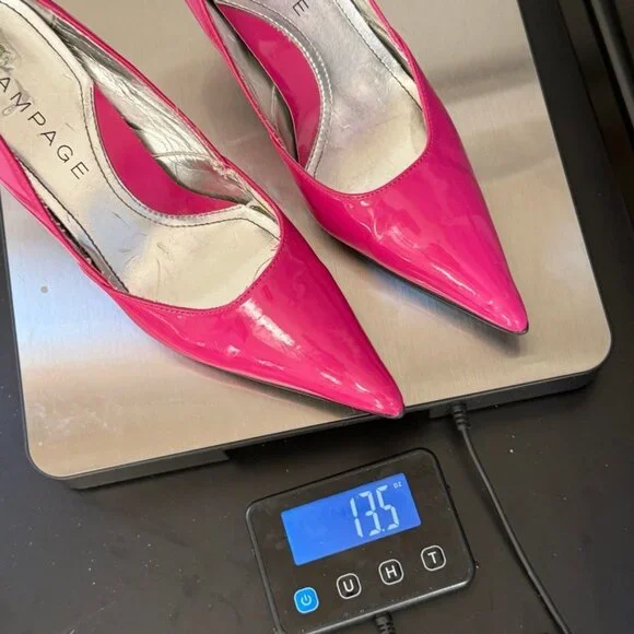 Rampage Maria Hot Pink Patent Pointed Toe Kitten Heel Pumps - Picture 7 of 7